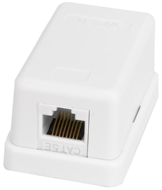 Настенная розетка NETLAN EC-UWO-1-UD2-WT-10, Кат.5e, 1 порт, неэкранированная, белая, 10шт.