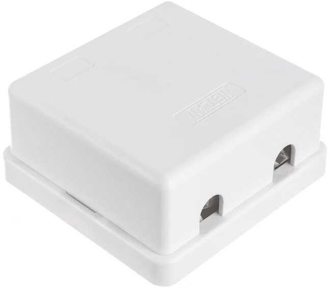 Настенная розетка NETLAN EC-UWO-2-UD2-WT-10, Кат.5e, 2 порта, неэкранированная, белая, 10шт.