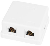 Настенная розетка NETLAN EC-UWO-2-UD2-WT-10, Кат.5e, 2 порта, неэкранированная, белая, 10шт.
