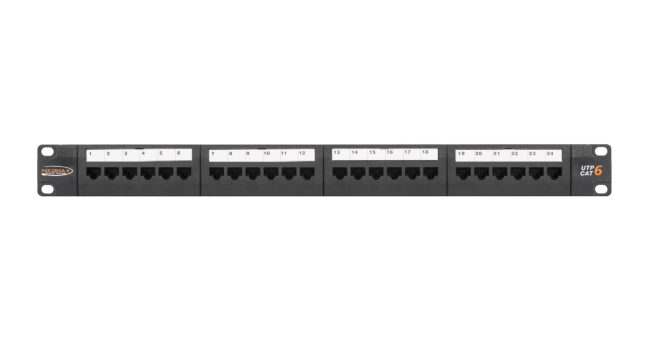 Коммутационная панель NIKOMAX NMC-RP24UE2-1U-BK 19", 1U, 24 порта, Кат.6 (Класс E), чёрная