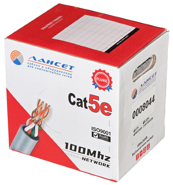 UTP4 LANSET STANDART Cat5e 0,48мм, INDOOR кор 100м