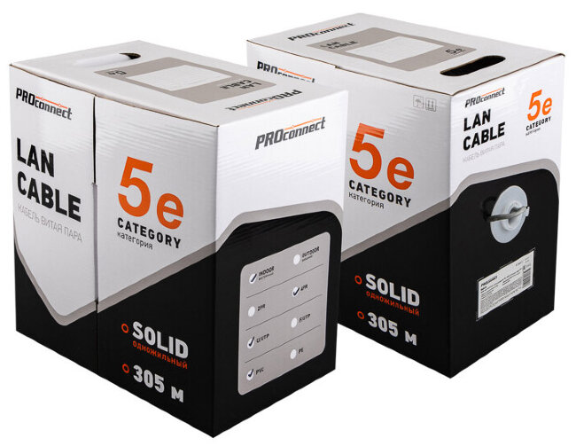 UTP4 PROconnect CCA CAT-5e 24AWG, INDOOR кор 305 м