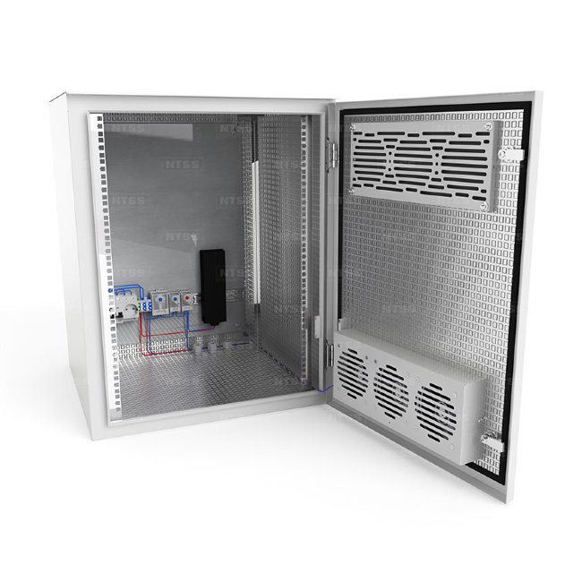 Настенный термошкаф NTSS 19" 12U (ШхВхГ) 600x650x350 с обогревом 100W и вентиляцией