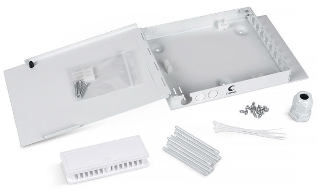 Бокс оптический настенный CABEUS JJT-8-SC на 8 SC (LC DUPLEX) со сплайс-кассетой и КДЗС