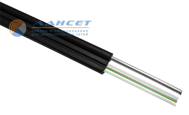 COVLINE FTTx (2D-M) 8 волокон G.657 A1, Black LSZH, 1000 м. кабель оптический c тросом (проволока)