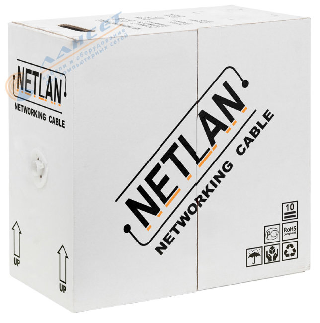 U/UTP 4PR NETLAN Кат.5e, 100МГц, одножильный, CCA, INDOOR, PVC нг(CCA-UU004-5E-PVC-GY) (кор 305м)