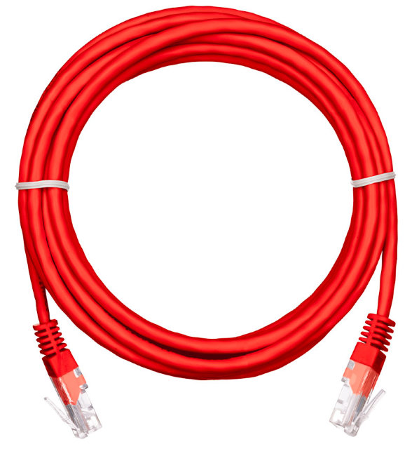 Шнур NETLAN UTP4 пары, Кат.5е, 2хRJ45, T568B, RD, 100Mhz, BC (чистая медь) КРАСНЫЙ (уп.10шт)
