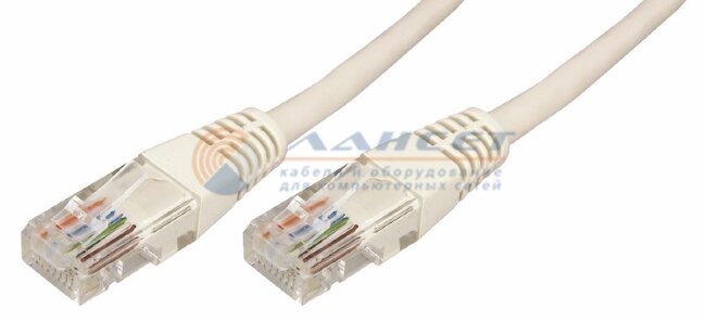 Шнур NETLAN UTP4 пары, Кат.5е, 2хRJ45, T568B, GY, 100Mhz, BC (чистая медь) СЕРЫЙ (уп.10шт)