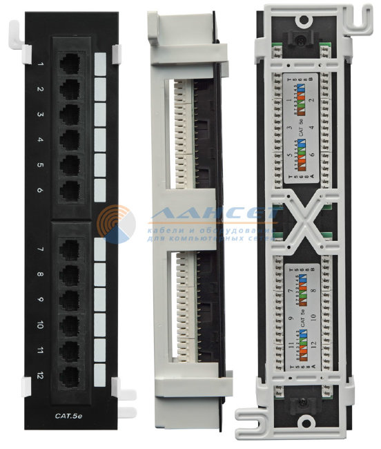 Патч-панель 12 портов Cat5e 1U IDC:110 настенная