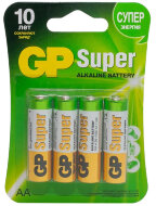 Батарейка LR6-4BL АА 4 на блистере GP15A-CR4 GP Super