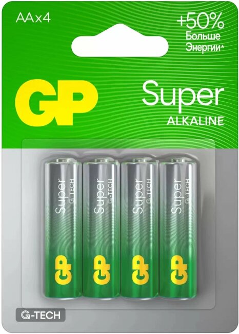 Батарейка LR6-4BL АА 4 на блистере GP15A-CR4 GP Super