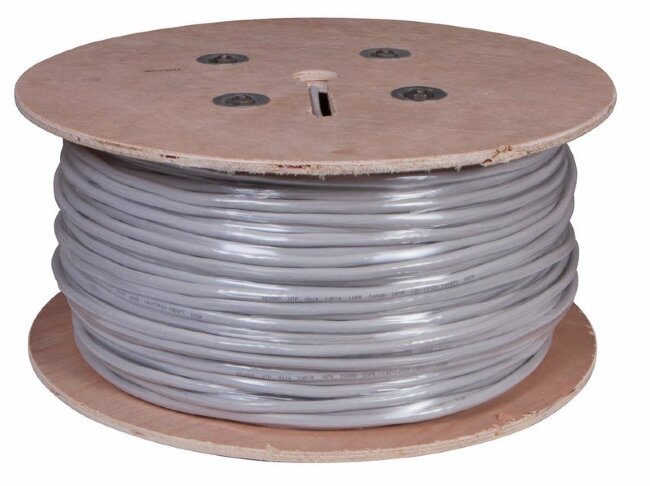 U/UTP, CAT 5е, PVC, 16PR, 24AWG, INDOOR, SOLID, серый, 305м, РФ REXANT