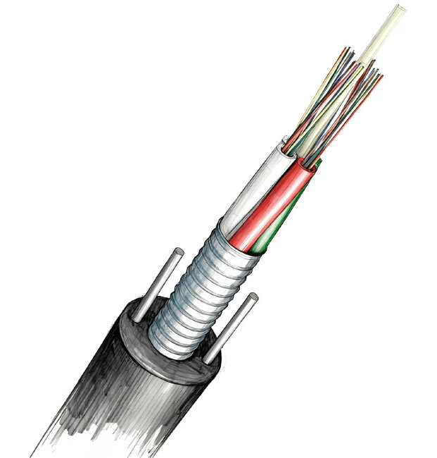 COVLINE ARMORED 24 волокна (3*8) SM G652D, 0.8mm, steel wire OD9.6mm, PE, 2.7kH