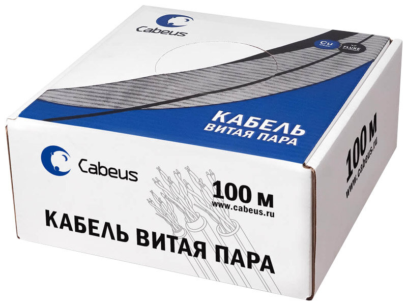 Cabeus UTP-4P-Cat.5e-SOLID-LSZH-GY-LIGHT-100 Кабель витая пара UTP (U ...