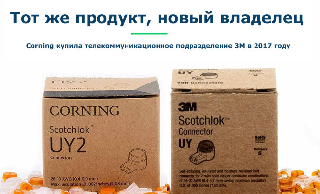 Соединитель Scotchlok UY2 (упак 100шт) Corning