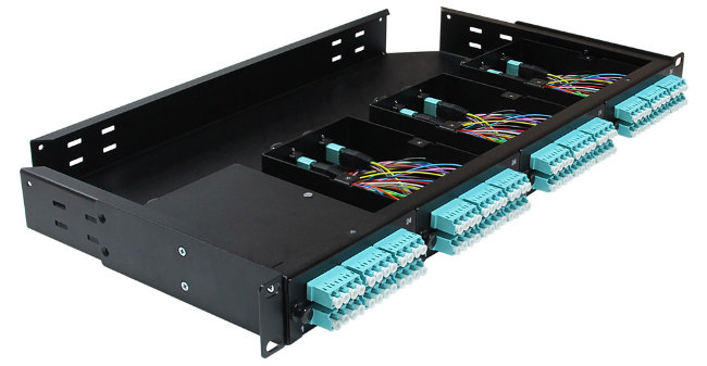 Кросс оптический стоечный КС-4К-1U-BK , 19", до 4 кассет MTP, (без кассет), черный