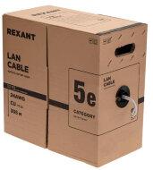 U/UTP, CAT 5e, PVC, 2PR, 24AWG, INDOOR, SOLID, серый, 305м, РФ REXANT  01-0023-R