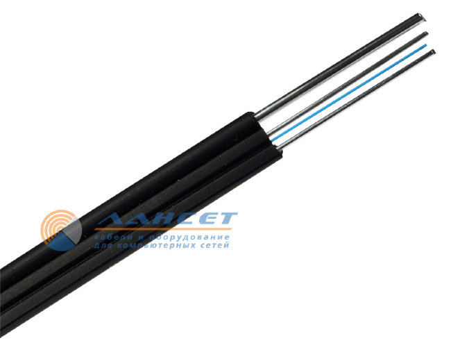 COVLINE FTTx (2M-M) 4 волокна G.657 A1, Black LSZH, 1000 м. кабель оптический c тросом (проволока)