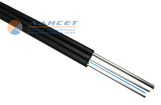 COVLINE FTTx (2M-M) 4 волокна G.657 A1, Black LSZH, 1000 м. кабель оптический c тросом (проволока)
