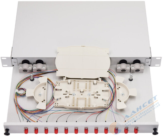Кросс распределительный стоечный Basic Type укомплектованный, выдвижной 1U 19" 12 FC/UPC, серый Кросс распределительный стоечный Basic Type укомплектованный, выдвижной 1U 19" 12 FC/UPC, серый