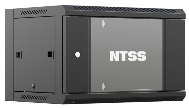 Настенный шкаф NTSS 19", дверь стекло, RAL 9005