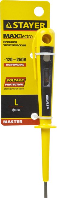 Пробник напряжения STAYER 45280 MASTER 120-250В, 150мм Пробник напряжения STAYER 45280 MASTER 120-250В, 150мм