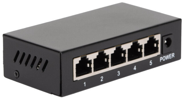 Коммутатор NETLAN NLS-115P, неуправляемый, 4*10/100Мбит/с PoE (af/at), 1*100Мбит/с RJ45, 1* DC52V/0.92A, PoE бюджет 48W