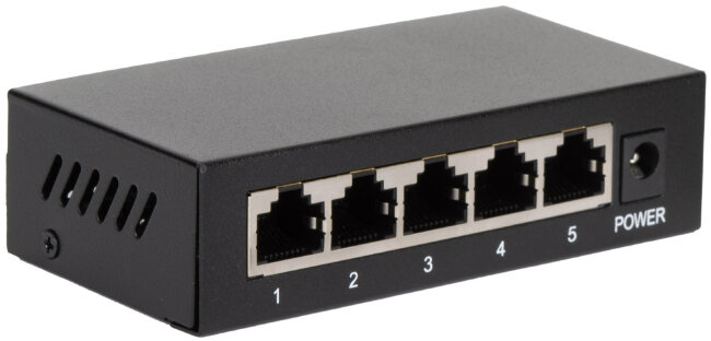 Коммутатор NETLAN NLS-125P, неуправляемый, 4*10/100/1000Мбит/с PoE (af/at), 1*10/100/1000Мбит/с RJ45, 1* DC52V/0.92A, PoE бюджет 48W