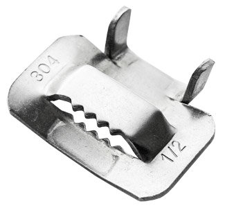 Замок фиксатор из нержавеющей стали AISI 304 для узкой ленты 0,7х12,7мм (бугель)